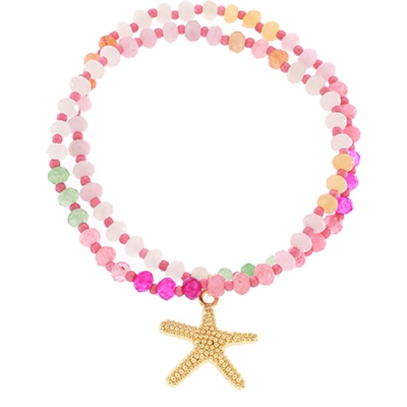 2 Row Starfish Charm Bead Bracelet - Picture 3 of 3